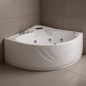 Bañera de Hidromasaje Esquinera de 140x140 cm con Grifos en el Borde - Product Image 3