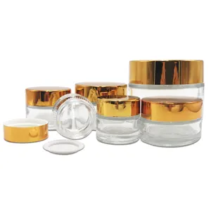 Genre Durable 5g to 100g Clear Glass Bottles Screw Cap Aluminum for Cosmetic Face and Body Cream for Glasses