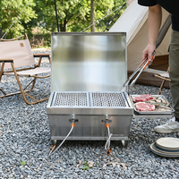INBESTCAMP Barbecue portable double en acier inoxydable avec gril pliant pour bateau et gril extérieur rapide