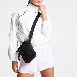 Trọng Lượng Nhẹ Tương Phản Chạy Áo Gió Đầy Đủ Zip Áo Khoác Womens Áo Gió Quần Short Thiết Lập Màu Trắng - Product Image 3