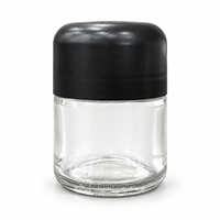 Bocaux en verre résistants aux enfants KDG pour le stockage des herbes, 3,5 g, 7 g, 14 g, avec couvercle CR noir mat, étiquettes personnalisées pour les bocaux à fleurs séchées