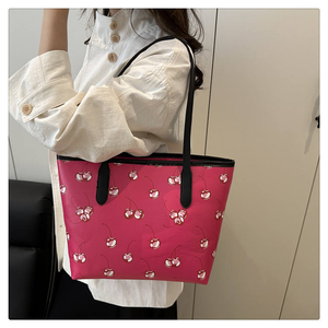 Bolsos de Mujer 2026, Nuevo Bolso Tote de PU Mediano con Cierre de Cremallera, Gran Capacidad, Estampado de Cerezas, Moderno y Sencillo, Bolsos de Diseñador - Product Image 6