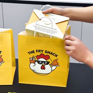 Bolsas de Papel Kraft Desechables, Reciclables, Biodegradables y Ecológicas con Logotipo Impreso Personalizado para Empacar Comida, Pollo Frito y Comida para Llevar - Product Image 4