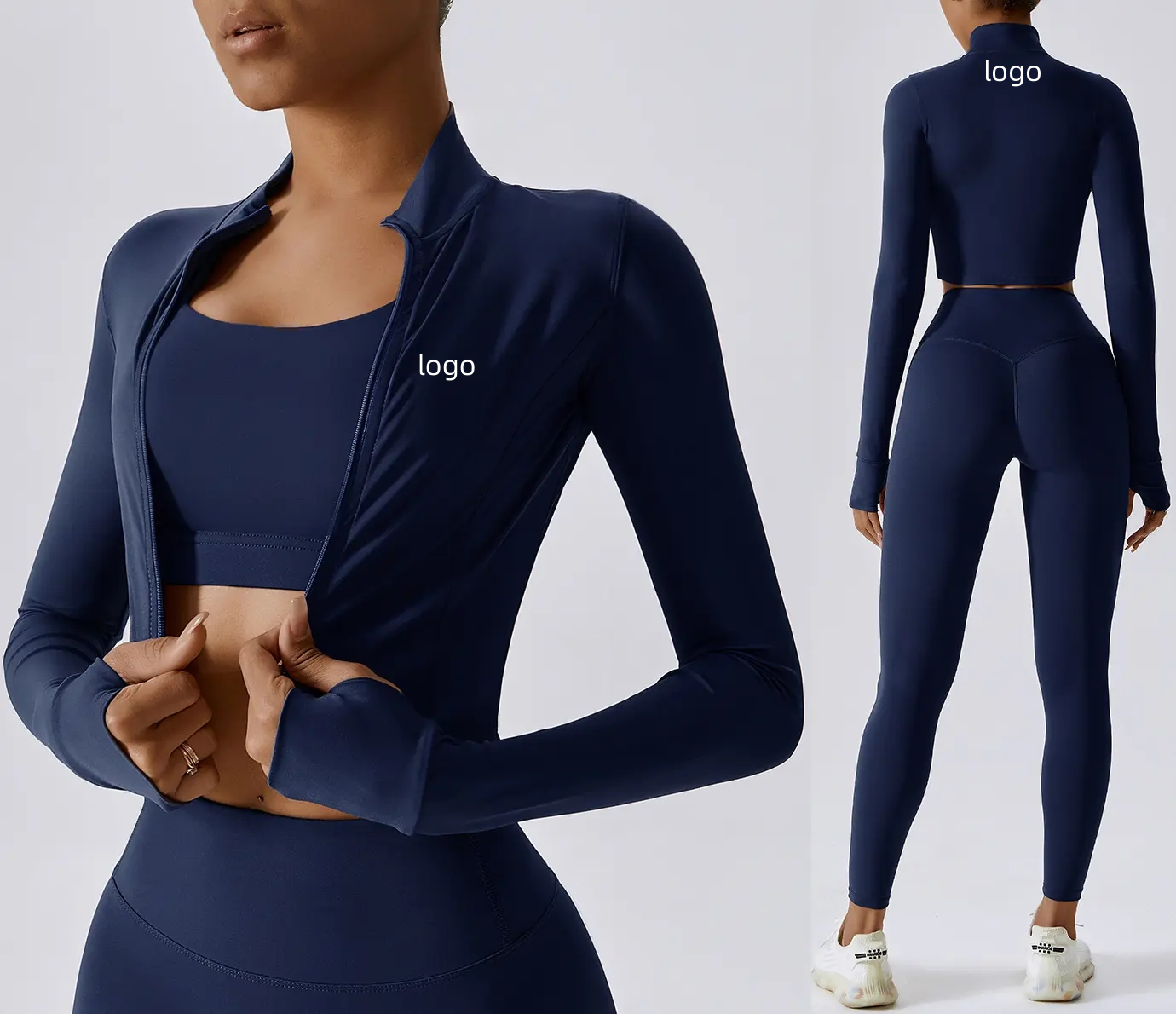 Fitness Autumn Sports Ladies Stand Collar Full Zip up Yoga Tight Jacket Skin-friendly Women Long Sleeve Gym Top