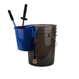 Seau de lavage de <span class=keywords><strong>voiture</strong></span> robuste translucide noir de 5 gallons compatible avec l'insert Grit Guard pour le nettoyage automobile en gros - Product Image 3