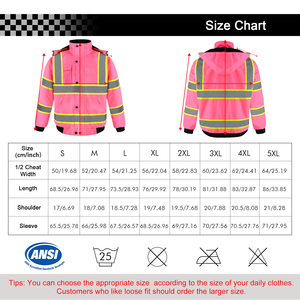 سماسيس 4 ألوان الشتاء الدافئة مبطن بطانة الوردي سترة السلامة دائم للماء الرياح أكسفورد سترة عاكسة - Product Image 6
