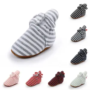 Winter Warm Thick Cute Toddler Shoes Socks Boots Stripe Pattern Prewalker Baby Boots