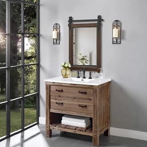<span class=keywords><strong>Miroir</strong></span> de salle de bain moderne en <span class=keywords><strong>bois</strong></span>, <span class=keywords><strong>miroir</strong></span> de coiffeuse avec cadre en <span class=keywords><strong>bois</strong></span> massif de style <span class=keywords><strong>porte</strong></span> de grange, avec éclairage LED, écologique - Product Image 3