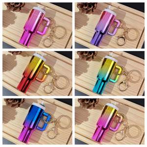 New Style <b>Mini</b> Cup Keychain Durian Cup Keyrings Lipstick Case <b>Backpack</b> Pendants Tumbler Cup Keyrings - Product Image 3