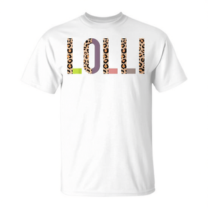 T-shirt Lolli con stampa leopardata, girocollo bianco, taglia unisex per adulti - Product Image 2