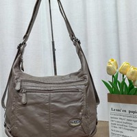 Sac bandoulière multifonction Y2K en PU souple délavé, convertible (à porter à l'épaule, en bandoulière ou sur le dos), grande capacité, fermeture éclair, en polyester