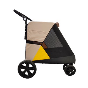 Poussette pliable pour <span class=keywords><strong>chien</strong></span> robuste en aluminium, imperméable, grandes roues EVA de 8/10 pouces, poignée réglable, double frein, ventilation, Oxford - Product Image 6