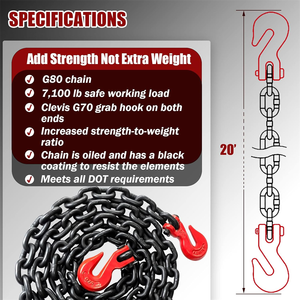 MaxPlus Hot Dip Galvanized Zinc G80 3/8" Tie Down <b>Kit</b> Conveyor Chain Link Hooks Wrecker Tow Truck Tension Lever MPR Truck Traile - Product Image 4