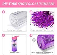 Gobelet à eau double couche écologique sans BPA pour enfants, avec paillettes et fil doré, pour faire des boules de neige DIY, avec paille