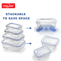 Pyglass Moderne Mikrowellen-Glas-Bento-Box Hitzebeständiger Lebensmittel-Aufbewahrungsbehälter mit Unterteiltem Design für Küchenaufbewahrung