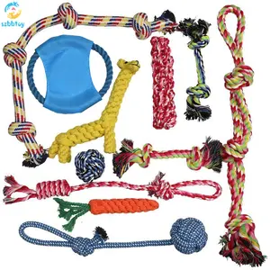 Vente en gros d'usine 11 paquets de corde de chien en coton fait à la main ensemble de jouets pour animaux de compagnie jouet à mâcher dents propres