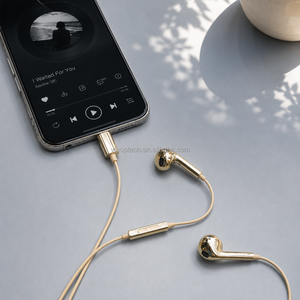 Audífonos Semi-Intraaurales con Cable Dorado de 1.2m, Fabricación Directa de Fábrica, Compatibles con Smartphones, Tablets y Laptops - Product Image 2