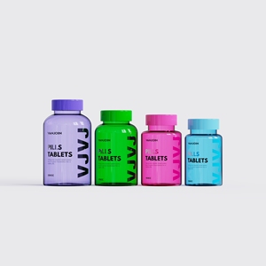 Vente en gros de flacons en plastique rose givré personnalisés de 150 cc et 300 cc avec boîte en papier assortie pour les compléments alimentaires, emballage de flacons - Product Image 2