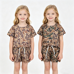 Ensemble d'été deux pièces sans manches pour petites filles : short Bermuda et haut doux, motif chasse, haute qualité, vente en gros - Product Image 1