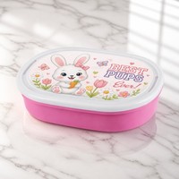Boîte à lunch en plastique de haute qualité, motif dessin animé, avec couvercle en plastique, écologique, micro-ondable, empilable, à un seul niveau, pour l'école et les sorties des enfants