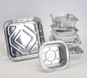 Bán buôn 160*160*40mm 600ml dùng một lần vuông PP cách nhiệt Lò nướng nhôm lá mỏng container mới Nồi chiên không khí khay - Product Image 1