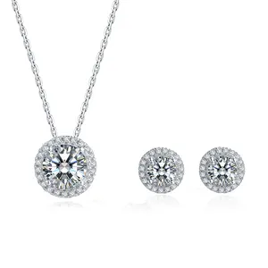 Produsen Perhiasan Cina Sterling Silver 925 Set Perhiasan Anting Moissanite dan Set Kalung Perhiasan