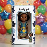Set Hadiah Boneka Gadis Afrika-Amerika Mewah Ramah Lingkungan yang Menawan |   Kemasan Bunga dengan Logo Kustom untuk Ulang Tahun & Hari Raya