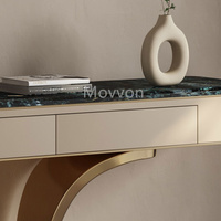 Meubles de maison salon table de couloir à armature en acier inoxydable dorée de luxe table console moderne en marbre