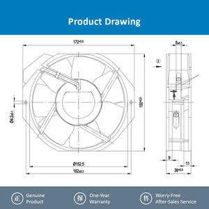 ebmpapst W2E142-BB05-01 Electric 115V AC 27/28W 0.24/0.25A 2800/3350RPM Ball Bearing <b>Metal</b> ABB Inverter Axial Cooling <b>Fan</b> 142mm - Product Image 4