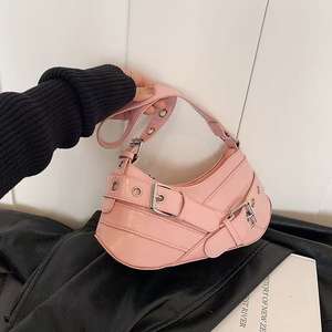 Leather Shoulder <b>Bag</b> with Metal Buckle <b>Underarm</b> Handbag - Product Image 5