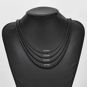 1 Piece 2mm/3mm/4mm/5mm Black Zinc Plated Geometric <b>Box</b> Link Chain Hiphop Curb <b>Necklace</b> Stainless Steel <b>Jewelry</b> Men Gift HODARL - Product Image 5