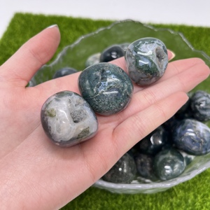 Piedra de ágata de musgo pulida de cristal natural al por mayor, piedra de anomalía, piedras caídas para curación espiritual - Product Image 6