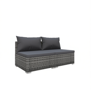 Ensemble de canapés de jardin en rotin gris moderne avec coussins en mousse haute densité pour usage extérieur - Product Image 1