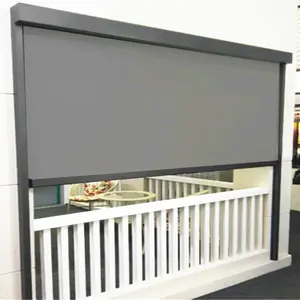 Better than zip track system side rail wind protection outdoor roller blind