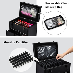 Professional Rolling <b>Makeup</b> <b>Case</b> 2-Drawer Cosmetic Storage Organizer Travel <b>Makeup</b> Trolley Large Train <b>Case</b> with Wheels - Product Image 3