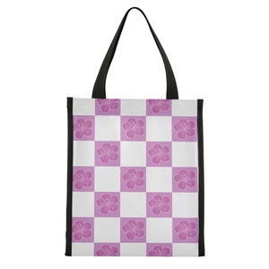 Bolsa Térmica Portátil a Cuadros Rosa y Blanca con Diseño de Flores de Hawái, Bolsa de Almuerzo Aislada Reutilizable a Prueba de Fugas con Lámina de Aluminio Personalizada - Product Image 2
