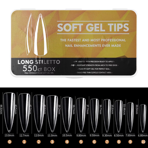 550 faux ongles en gel souple ABS, couvrance totale, formes Coffin, Amande, Ovale, Stiletto, à presser, pour extension en salon - Product Image 6
