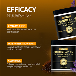 Masque capillaire Greenlem <span class=keywords><strong>Gold</strong></span> <span class=keywords><strong>Caviar</strong></span> pour cheveux permanents, colorés, secs et abîmés, réparation anti-casse, nourrissant en profondeur, 500 ml, soin de luxe - Product Image 4