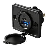 Chargeur de téléphone pour moto, chargeur de voiture à charge rapide 12-24VDC, montage encastré, double USB USB-A + Type C, prise de chargeur de voiture
