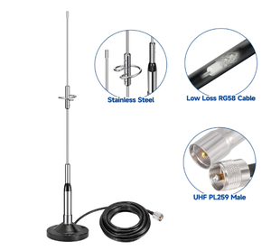Antenne radio mobile pour véhicule à gain élevé VHF 136-174 MHz avec base magnétique pour radio bidirectionnelle <span class=keywords><strong>marine</strong></span>, automobile, camion, amateur - Product Image 2