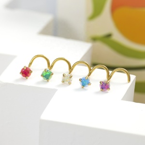 Piercing de nez en acier chirurgical 316L avec <span class=keywords><strong>opale</strong></span>, à vis, hypoallergénique, pour peaux sensibles, personnalisable pour femme - Product Image 3