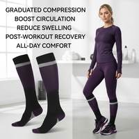 Chaussettes de compression en fibre de bambou, hauteur genou - Respirantes, absorbantes, antibactériennes, design sportif