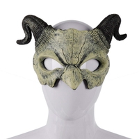 Masque de démon d'Halloween, cornes effrayantes, masque de diable demi-visage pour fête, cosplay, monstre d'horreur, mascarade, accessoires de maison hantée, masque en PU