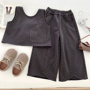 Nouvel ensemble pour filles, style printemps-automne, veste tendance, chemise à manches longues, pantalon large, ensemble trois pièces pour petite fille - Product Image 3