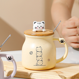 Venta caliente Linda <span class=keywords><strong>Taza</strong></span> <span class=keywords><strong>de</strong></span> cerámica <span class=keywords><strong>Kawaii</strong></span> rosa <span class=keywords><strong>de</strong></span> 350ml con tapa y cuchara para <span class=keywords><strong>taza</strong></span> <span class=keywords><strong>de</strong></span> té microondas y lavavajillas seguro lindo regalo <span class=keywords><strong>de</strong></span> negocios - Product Image 4