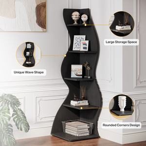 Mensola angolare, moderna libreria ad angolo a 5 livelli, elegante scaffale ad angolo per libreria con forma unica per l'home Office - Product Image 4