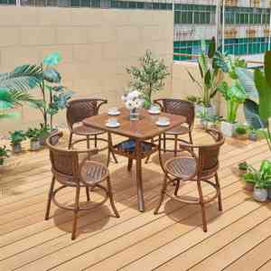 New Product Coffee <strong>Table</strong> Set Patio Furniture Aluminum Slat <strong>Table</strong> Wood Grain Metal Square <strong>Garden</strong> <strong>Bistro</strong> Outdoor for Restaurant - Product Image 4