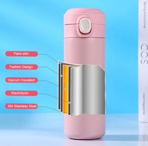 Custom Logo 400ml Stainless Steel Transparent Spring Cover Cup Male and Female Student Insulated Water <b>Bottles</b> Free Shipping - Product Image 6