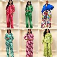 Ensembles de pantalons : Chemise décontractée à manches longues et pantalon large 2 pièces pour femme – Tenue élégante d'été – Vente en gros