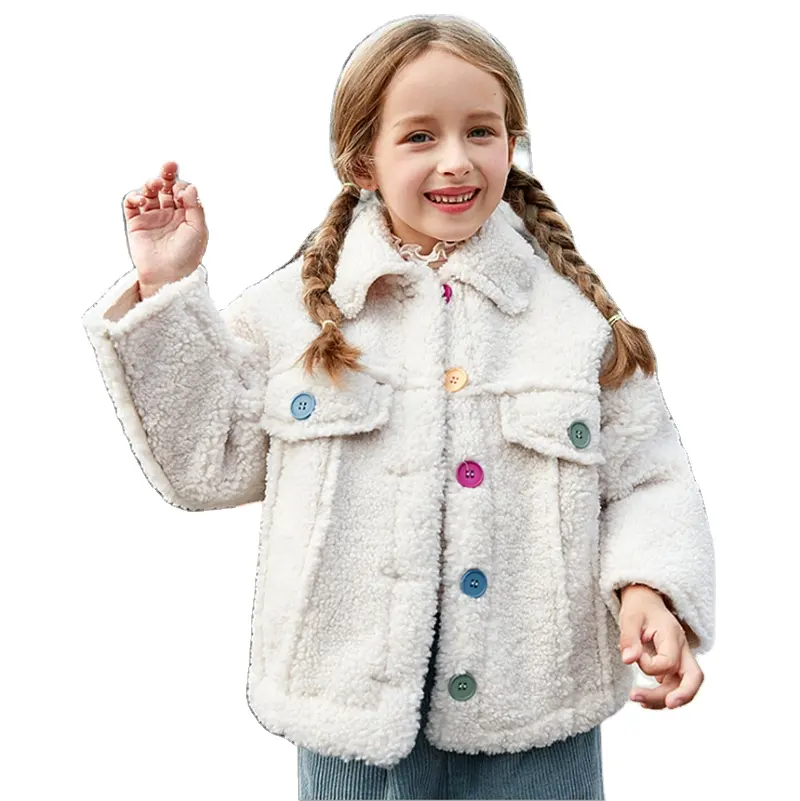 2021 नई विदेश शैली सर्दियों के कपड़े बच्चों के कपड़े फर एक मोटी कोट लड़कियों मेमने कश्मीरी फैशन कोट